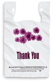 La flor púrpura le agradece los bolsos de compras plásticos - 500 PC/caso, color blanco, material del LDPE