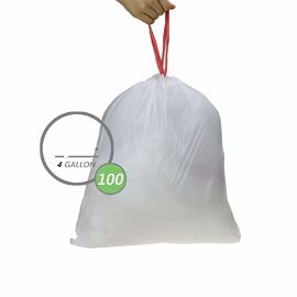 Bolsos de basura rodados de la cocina del lazo, color del blanco de los bolsos de basura del HDPE