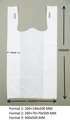 Bolsos de compras de la camiseta 13 mic. 1000/case, color de WHITE con la impresión, material del HDPE