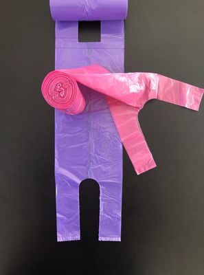 Bolsos de compras de la camiseta en la oficina y uso en el hogar, rosa y púrpura, bote de basura del rollo de la tabla